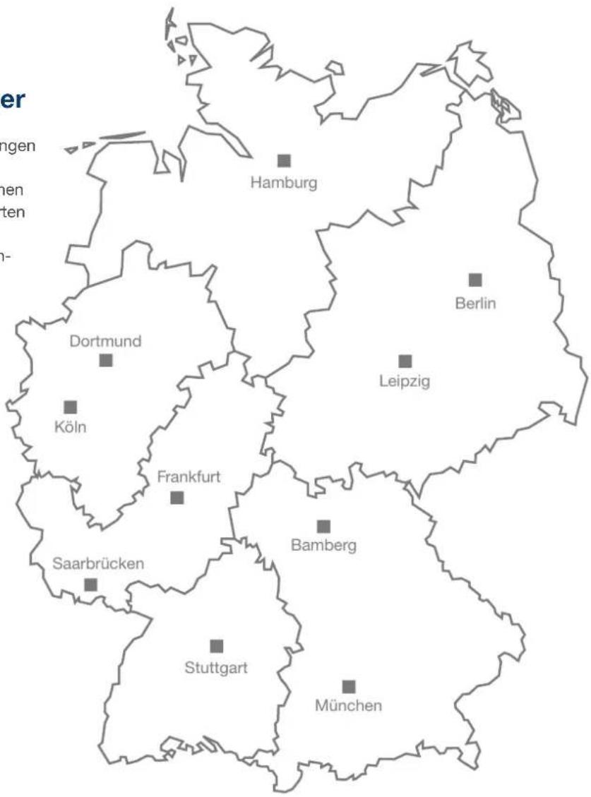 Hamburg Berlin Dortmund Köln Leipzig Frankfurt Bamberg Saarbrücken Stuttgart München
