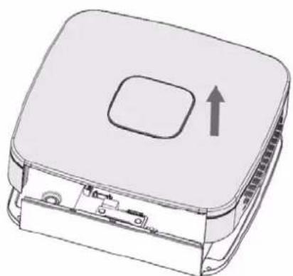 Illustration of a square electronic device with a square button and an upward arrow, no text or symbols present.