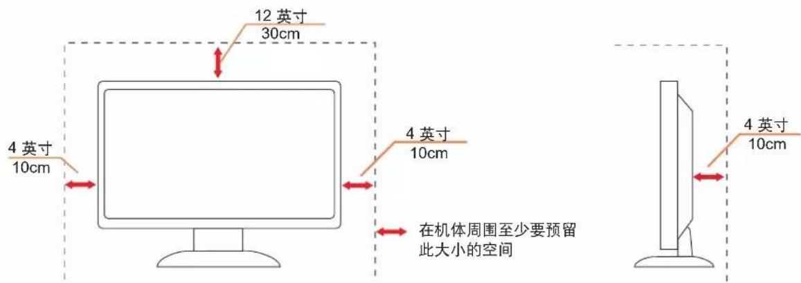 12 英寸 30cm 4 英寸 10cm 4 英寸 10cm 在机体周围至少要预留 此大小的空间 4 英寸 10cm