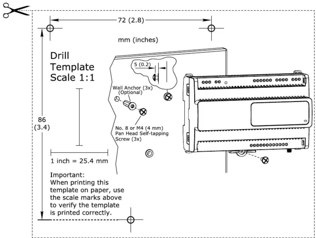 Drill Template Scale 1:1 86 (3.4) 1 inch = 25.4 mm Important: When printing this template on paper, use the scale marks above to verify the template is printed correctly.