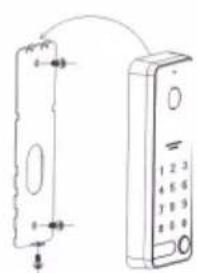 Line drawing of a device with two views: one showing a handle and arrow, the other showing a keypad (no text or symbols)