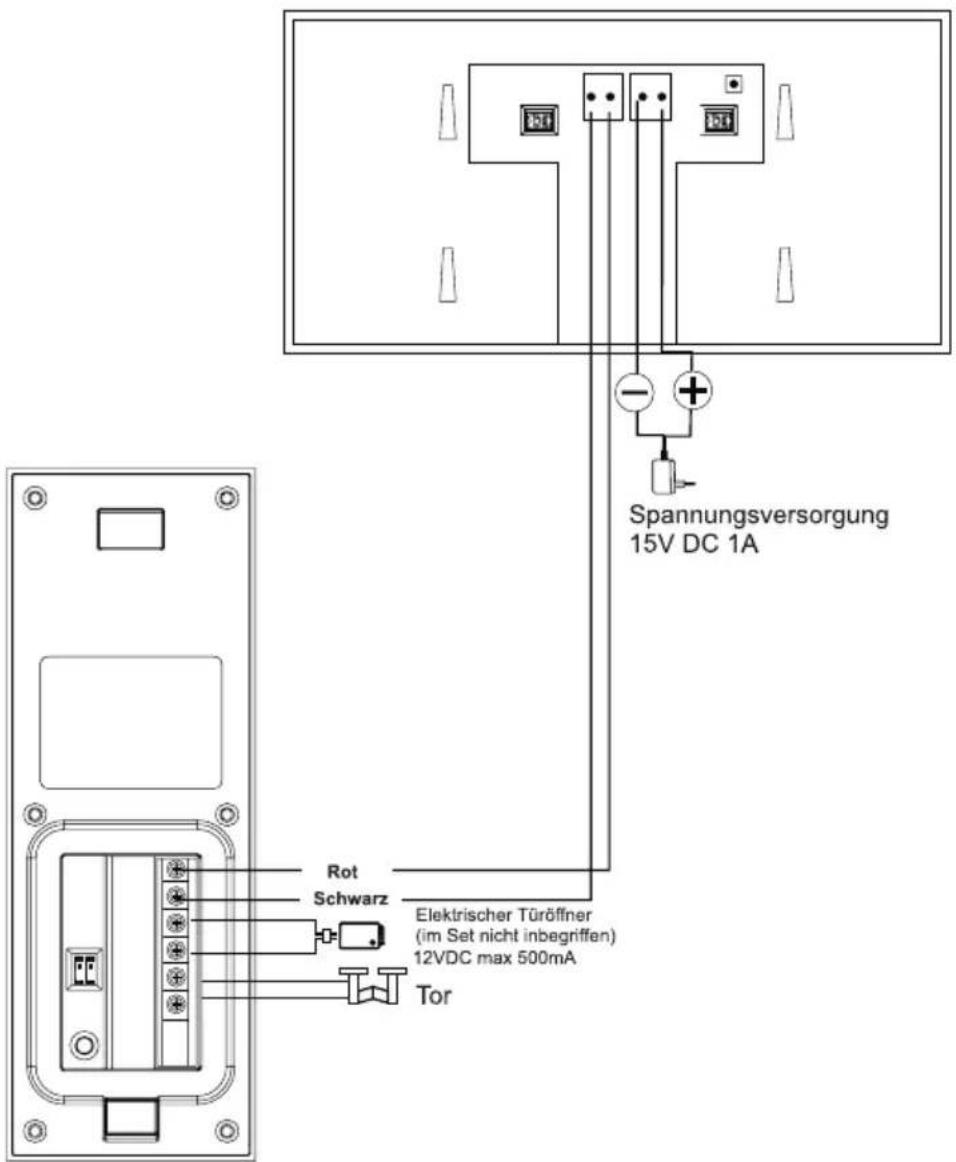 Spannungsversorgung 15V DC 1A Rot Schwarz Elektrischer Türöffner (im Set nicht inbegriffen) 12VDC max 500mA Tor