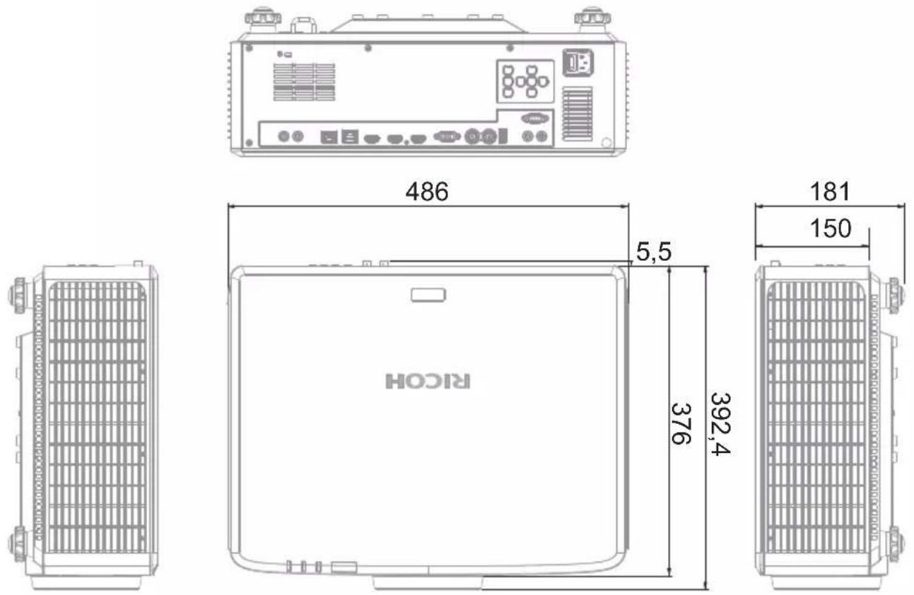 RICOH PJ WUL6680 - Gehäuseabmessungen - 1
