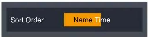 Sort Order Name Time