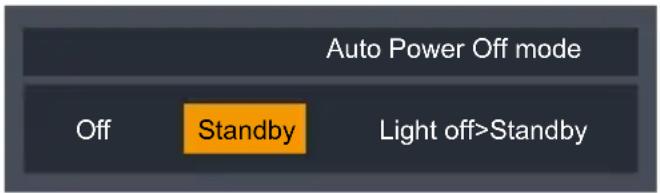 Auto Power Off mode Off Standby Light off>Standby