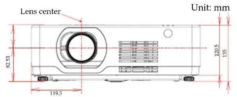 Lens center Unit: mm 82.53 120.5 135 119.5