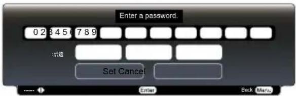 Enter a password. 0 2 3 4 5 6 7 8 9 结束 Set Cancel Enter Back Help