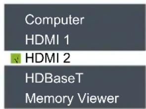 Computer HDMI 1 HDMI 2 HDBaseT Memory Viewer