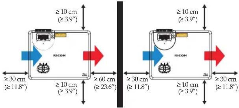 ≥ 10 cm (≥ 3.9") ≥ 30 cm (≥ 11.8") ≥ 10 cm (≥ 3.9") ≥ 60 cm (≥ 23.6") ≥ 30 cm (≥ 11.8") ≥ 10 cm (≥ 3.9") ≥ 30 cm (≥ 11.8")