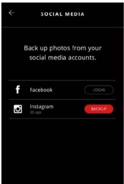 SOCIAL MEDIA Back up photos from your social media accounts. Facebook LOGIN Instagram 20 ago BACKUP