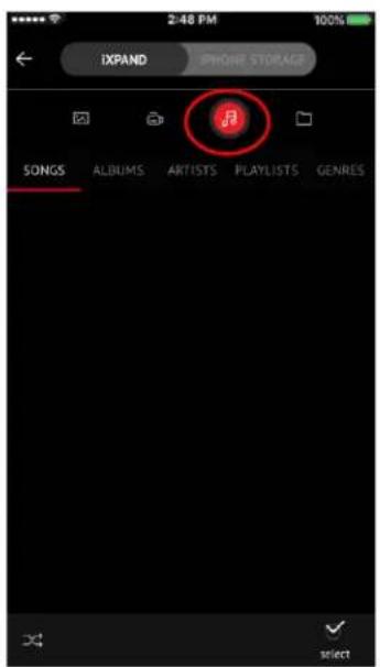 2:48 PM EXPAND PHONE STORAGE SONGS ALBUMS ARTISTS PLAYLISTS GENRES select