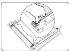 Technical line drawing of a mechanical assembly with a circular component and mounting base (no text or symbols)