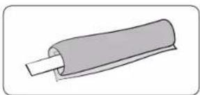 Simple line drawing of a cylindrical object with a rectangular shaft, no text or symbols present.