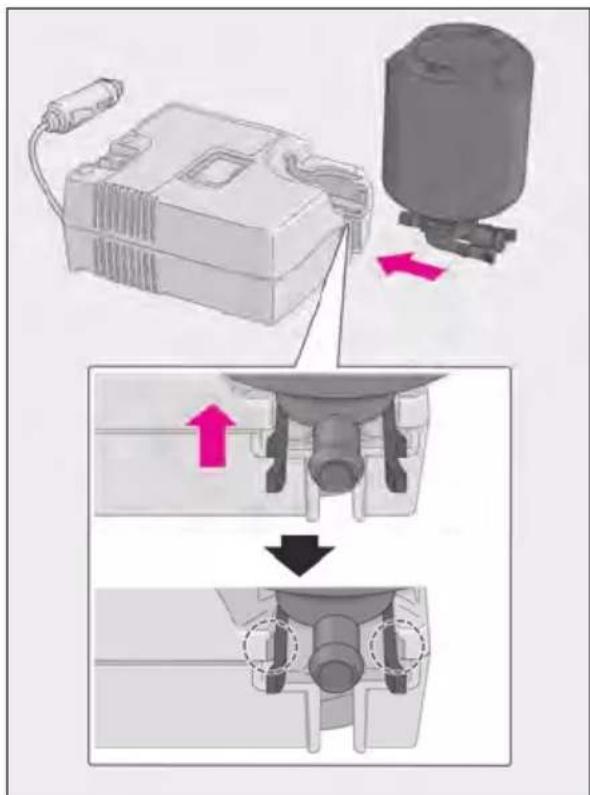 Diagram illustrating a mechanical assembly process with labeled components and directional arrows indicating movement or assembly steps.