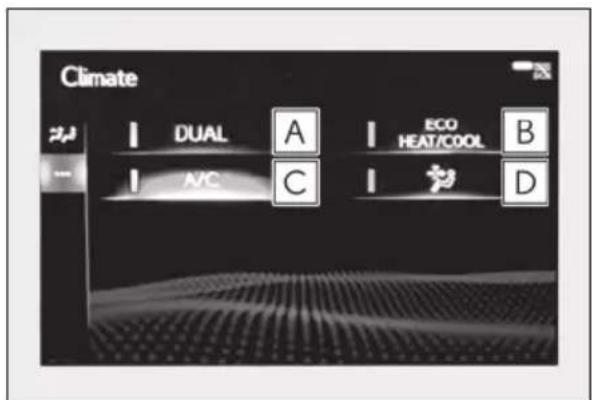 Climate DUAL A ECO A/C C HEAT/COOL B D