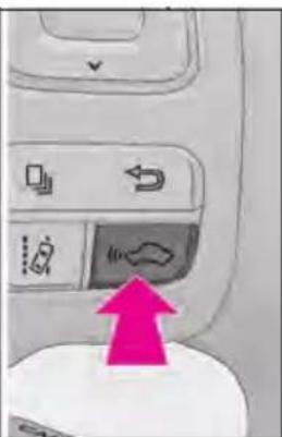 Diagram showing car interior control panel with icons and a pink upward arrow indicating action or movement