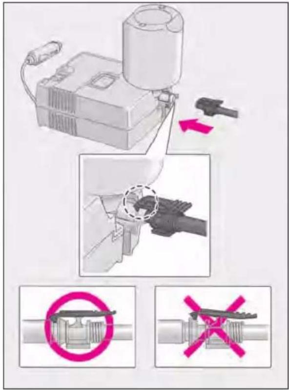 Technical diagram illustrating mechanical assembly steps with labeled diagrams and warning symbols