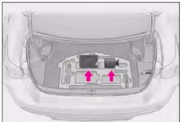 LEXUS RC F (2024) - Taking out the emergency tire puncture repair kits - 3