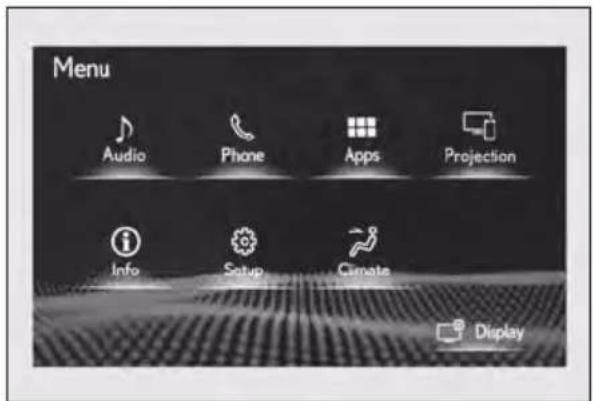Menu Audio Phone Apps Projection Info Setup Climate Display