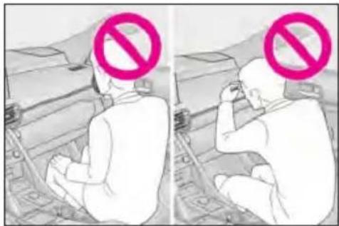 Two-panel illustration showing a person sitting on a bench with a 'no' symbol above their head, likely indicating no prohibition or exclusion.
