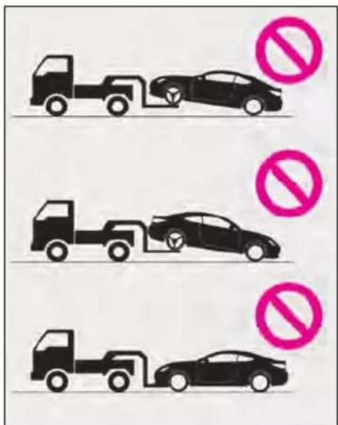 Diagram showing three delivery trucks with no stop symbols, indicating parking or non-ridging conditions.