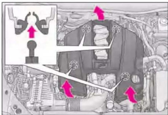 Technical diagram showing mechanical assembly with highlighted components and directional arrows indicating motion or movement.
