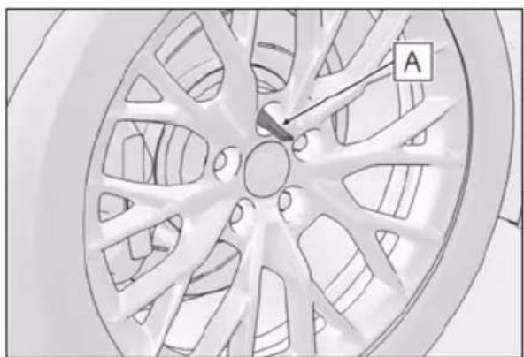 LEXUS RC F (2024) - Turn the tire jack portion by hand until the notch of the jack is in contact with the jack point. - 3