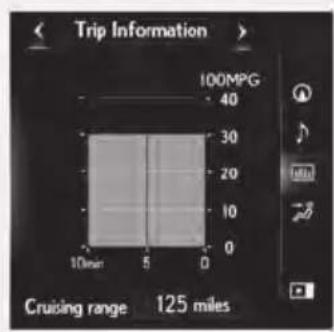 Trip Information 100MPG 40 30 20 10 0 10min 5 0 Cruising range 125 miles