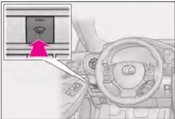 Diagram showing car dashboard with control panel and directional arrow, likely indicating vehicle status or navigation