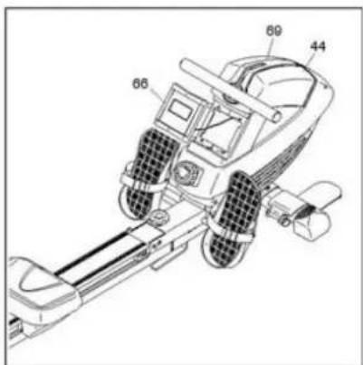 Technical diagram of a vehicle with numbered components labeled 44, 69, and 66