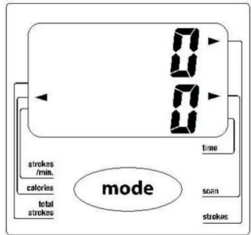 8 8 time strokes /min. calories total strokes mode scan strokes