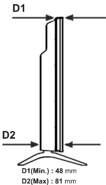 D1 D2 D1(Min.) : 48 mm D2(Max) : 81 mm