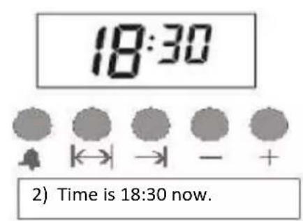 18:30 2) Time is 18:30 now.