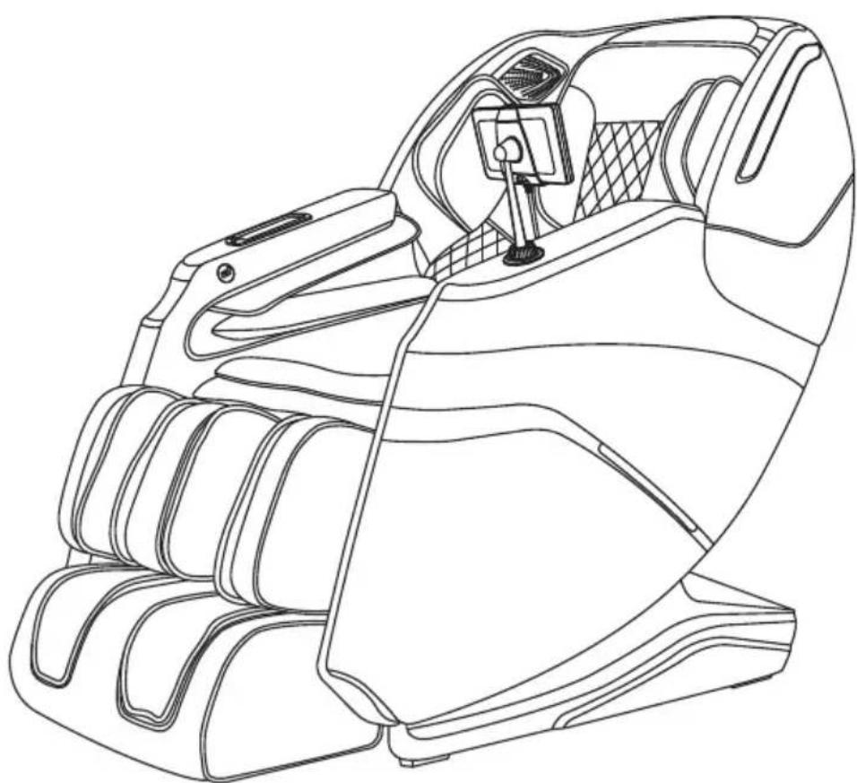 Line drawing of a massage chair with multiple side panels and handlebars (no text or symbols)