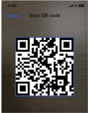 11:50 Cancel Scan QR code