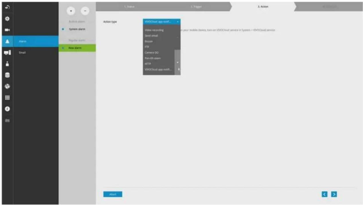 Action type VIVOCloud app mini... Video recording Send email Bloom FTP Camera DO Plan-off.com HTTP VIVOCloud app mini... Alert