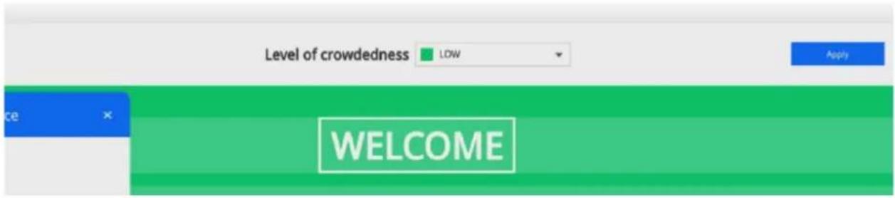 Level of crowdedness LOW Apply WELCOME