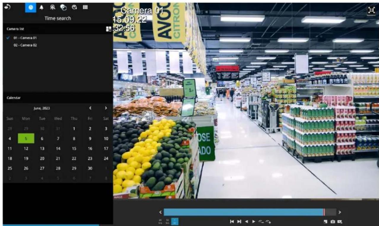 Time search Camera list ✓ 01 - Camera 01 02 - Camera 02 Calendar June, 2023 Sun Mon Tue Wed Thu Fri Sat 28 29 30 31 1 2 3 4 5 6 7 8 9 10 11 12 13 14 15 16 17 18 19 20 21 22 23 24 25 26 27 28 29 30 2 3 4 5 6 7 8 - Camera 01 15.09.22 :32:56 AVOC CITRON CLOSEADO