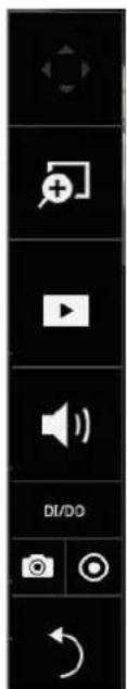 Vertical toolbar with icons for camera, video, speaker, and playback controls
