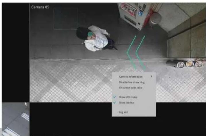 Camera 05 Camera information Disable live screaming. Fit increases with color ✓ Show VCR rules ✓ Show Toolbar Log exit