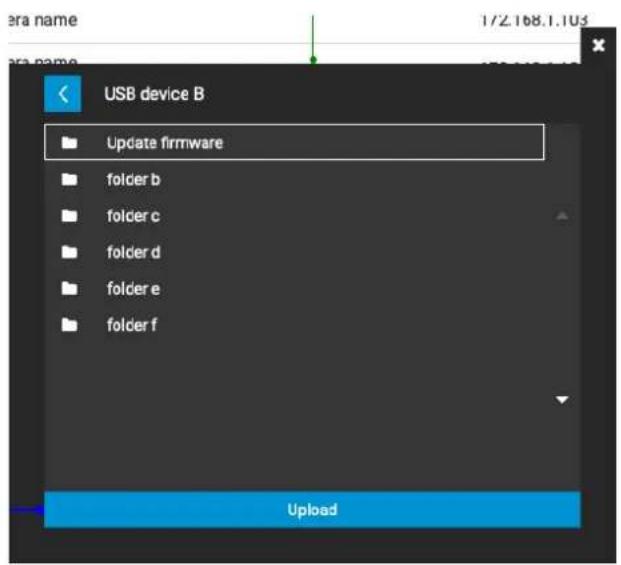 USB device B Update firmware folder b folder c folder d folder e folder f Upload