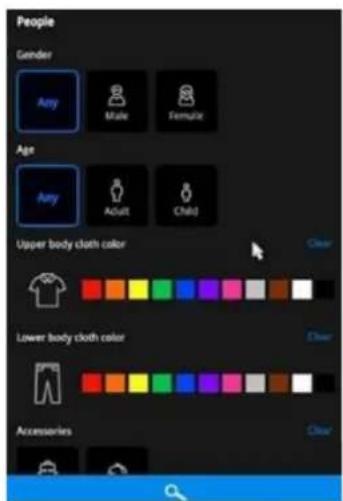 People Gender Any Male Female Age Any Adult Child Upper body cloth color Clear Lower body cloth color Clear Accessories Clear