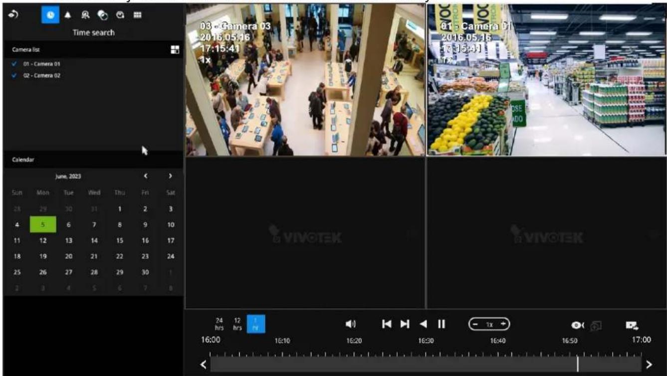 Time search Camera list 01 - Camera 01 02 - Camera 02 Calendar June, 2023 Sun Mon Tue Wed Thu Fri Sat 28 29 30 31 1 2 3 4 5 6 7 8 9 10 11 12 13 14 15 16 17 18 19 20 21 22 23 24 25 26 27 28 29 30 1 2 3 4 5 6 7 8 03 - Camera 03 2016.05.16 17:15:41 1x 01 - Camera 01 2016.05.16 17:15:31 1x VIVOTEK VIVOTEK 24 hrs 12 hrs 1h 16:00 1E:10 1E:20 1E:30 1E:40 1E:50 17:00