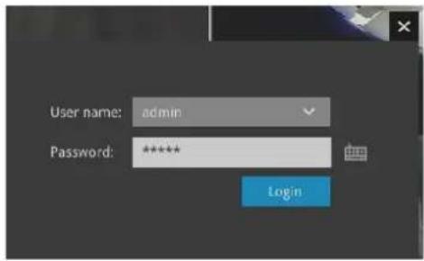 User name: admin Password: ***** Login