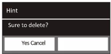 Hint Sure to delete? Yes Cancel