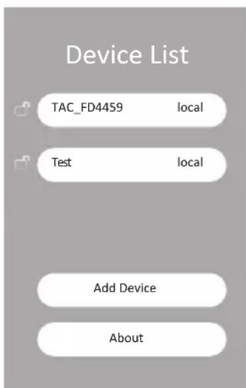 Device List TAC_FD4459 local Test local Add Device About