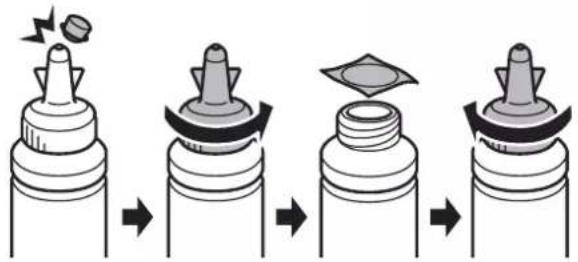Diagram illustrating a stepwise transformation of a bottle with a droplet, showing the process from top to bottom.