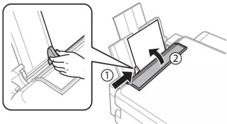 Diagram showing a hand using a tool to adjust or install a device, with numbered instructions indicating step 1 and step 2.