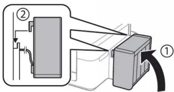 Diagram showing a device with labeled components and directional arrows, likely illustrating a process or system.