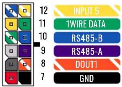 INPUT 5 1WIRE DATA RS485-B RS485-A DOUT1 GND